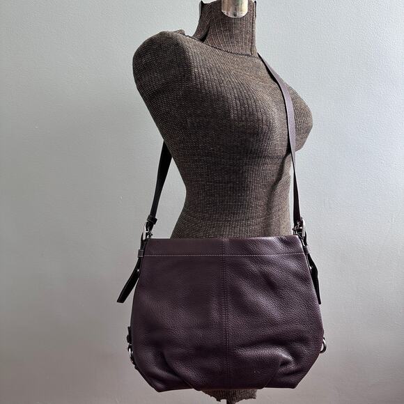 Coach brown pebble leather crossbody large tote - Picture 1 of 10